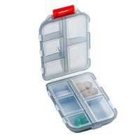 ROSENICE Travel Portable Pills Box Case with 10 Compartments Drug Container Holder (Grey)