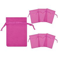 RakrisaSupplies 100Pcs Hot Pink Organza Bags 4x6" w/Drawstring | Accurate Sizing, Reinforced Stitching & Crease Free Sheer Organza Pouches | OB46-03