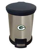 The Furniture Cove New 1.3 Gallon Round Stainless Steel Step Trash Can Waste Basket Featuring Your Choice of a Football Team Logo (Packers)