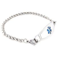 Adults Steel Medical Alert ID Bracelet - Custom Engraving Included - Choose Size & Color - Wheat