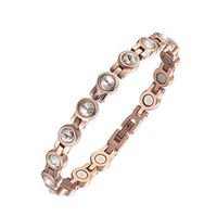 MOOCARE Elegant Rose Gold Magnetic Therapy Bracelets for Women Pain Relief for Arthritis and Carpal Tunnel with Crystal Stone