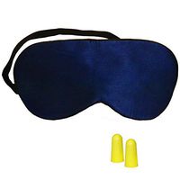 iHealthia Natural Silk Sleep Mask with Nose Bridge Flap, Ear Plugs and Carry Pouch (Large, Navy Blue)