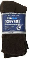 Diastar Comfy Feet Diabetic Socks, Brown, 9-11, 3 pack
