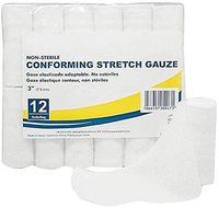 AMZ Conforming Stretch Gauze 3". 12 Bandages per Box. Light Conforming Bandages. Rayon/Poly Knitted Stretch Gauze. Non-sterile Bandages. Comfortable and Gentle Pressure. Latex-Free.