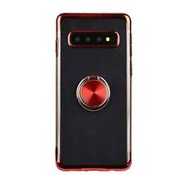 Compatible for Samsung Galaxy S10E Case,Transparent Kickstand Crystal Cover Ultra-Slim Magnetic Car Mount Phone case Clear 360 Rotating Ring Grip Holder Shock-Absorption Bumper Cover (red)