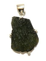 Moldavite Sterling Silver Pendant Raw Rare Natural Crystal MOLDP1801