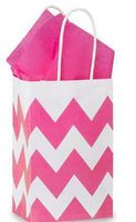 Hot Pink & White Chevron Small Shopper Gift Bags - Quantity of 25