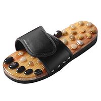 Jiyaru Massage Slippers Foot Massager Shoes Natural Cobblestone Stones Relax Sandals Black Men Asian 41