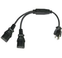 Conntek 05215 Y-Cable 6 inch + 8-Inch 1 to 2 Outlet Y Power Equalizer 5-15P to 2 C13 Computer/Monitor/Projector Power Cord