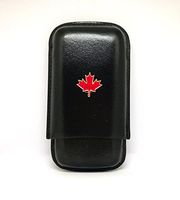 Canadian Maple Leaf Cigar Case 3-Finger with 3 Cigar Holders - Pocket-Sized Cigar Case for Travel, Gifts for Men by Cigar Cutters by Jim (Black)