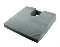 ObboMed® SU-2350 Orthopedic Multiuse Wedge Cushion with Coccyx Cut-Out, Pressure Relief for Hemorrhoids, Tailbone, Sciatica, Hip, Velour Cover, Gray