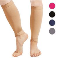 Calf Compression Sleeve for Men and Women - 1-Pair, 23-32 mmHg - Footless Socks for Shin Splint and Leg Cramps Pain Relief, Running, Sports, Travel - Nude, Large