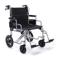 Everest & Jennings Bariatric Transport Wheelchair, Fixed Desk Arms & Swingaway Footrests, 24" Seat, Silver Color