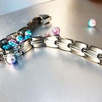 Khandekar Magnetic Bracelet for Men Women Arthritis Pain Relief, Titanium Stainless Steel Adjustable Magnetic Bracelets for Joint Pain, Therapy Anklet with Link Removal Tool - Silver