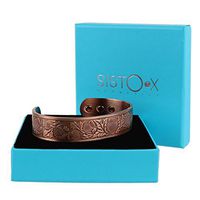 SISTO-X Copper Magnetic Cuff Bracelet/Bangle Thistle Design by Sisto-X® 6 Magnets Rare Earth Ndfeb Medium (160-190Mm)
