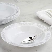Efavormart 10 Pack | 12 oz Silver Embossed Round Disposable Soup Bowl With Scalloped Edges for Catered Events Weddings Parties