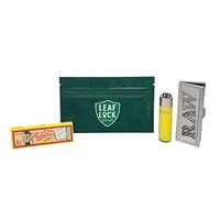 Club Modiano Rolling Papers Bistro (1 Pack), RAW 1 1/4 Shred Case, Short Solid Color Clipper Lighter, and Leaf Lock Gear Pouch - 4 Items - Bundle
