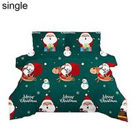 Aland Merry Christmas Santa Claus Deer Snowman Bed Quilt Cover Pillow Case Bedding Set Single