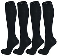 4 Pair Black Large/X-Large Extra Soft Compression Socks for Women and Men, Moderate/Medium Graduated Compression 15-20 mmHg. Therapeutic, Occupational, Travel & Flight Knee-High Hosiery (L/XL Black)