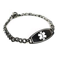 My Identity Doctor Free Engraving Medical Alert Bracelet 316L Steel, Black - White & Black - Wrist Size 6.5 Inch