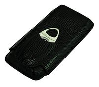 3 Cigar Case - Premium Cutter Included - Black Crocodile PU Leather