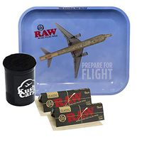 RAW Rolling Tray Large Prepare for Flight with RAW Black Rolling Papers