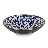 Bowl Japanese Style Blue Ceramic Ramen Soup Bowl Home Fruit Salad Bowl Soup Plate Retro Hand-Painted Tableware 9.4 Inches Household tableware, retro bowl