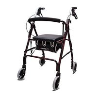 ZWJ-Rolling Walkers Walker, Four-Wheeled Walker with seat, Height Adjustable, Light Foldable, Non-Slip (Color : Black)