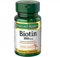 Nature's Bounty Biotin Supplement, Supports Healthy Hair, Skin, and Nails, 1000mcg, 100 Tablets