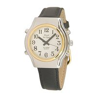Mens Spanish Royal Tel-Time Bi-Color Talking Watch- Leather Band