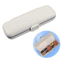Pill Case Travel Waterproof Pill Case Cute Pill Box Outdoor Compact Medicine Storage Organizer Container Case for Purse or Pocket Beige