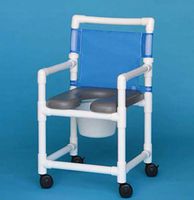Comfort Shower Chair with Commode Pail and All Locking Casters