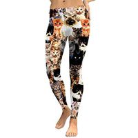 Women Yoga Pants, Neartime Cute Cat 3D Printed Leggings Fitness Sports Polyester Pants Elastic Waist Trousers (M, Multicolor)