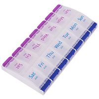 QiaoShiRen 14 Slot Pill Case Weekly Pill Organiser,Pill Box Push Button Prescription Medicines Dispenser& Medication Storage Case