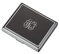 Personalized Visol Chrome Plated Double Sided Travel Cigarette Case with Free Laser Engraving (Vine Monogram)