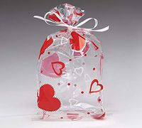Heart to Heart Cello Treat Bags - 7x3x2in. - 100 Pack