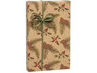 Holiday Kraft - Pine On Kraft Gift Wrap 18"x417' Gift Wrap Half Ream Roll (1 roll) - Wraps -X6350H18