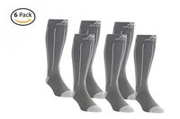 6 Pair Mojo Grey with Light Grey Stripes 20-30mmHg Knee High Compression Socks - Moisture Wicking Coolmax Material & Terry Foot - Firm Graduated Medical Compression 20-30mmhg…