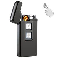 Kivors 2-in-1 Plasma Arc Lighter Coil Lighter USB Rechargeable Windproof Electrical Arc Cigarette Lighter with Touch Controls, TSA Approved, Black