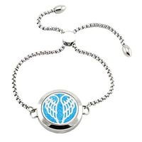 Popeoiuh Essential Oil Diffuser Bracelets - Stainless Steel Angel Wings Diffuser Locket Aromatherapy Chain Adjustable Bracelet Jewelry Set for Women Men Girls Boy Kid Graduation