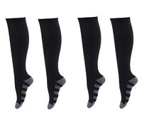 MojaSports Graduated Compression Socks (2 Pair) Athletic Medical Sports Stockings. (CSX) (Black/Gray Stripes, Small/Medium)