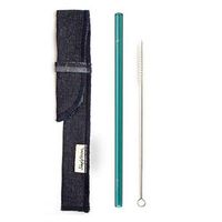 REUSABLE GLASS STRAW SLEEVE SET - INCLUDES STRAIGHT BPA FREE GLASS 8 in or 10 in STRAW + BLACK ORGANIC SLEEVE + CLEANING BRUSH FITS IN CUPS, MASON JARS, YETI 30 OZ & TUMBLERS.
