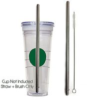 Stainless Steel Grande Replacement Straw Cold Cup To-Go Reusable Drink Straws Non-Plastic"Green" Eco Friendly CocoStraw Brand