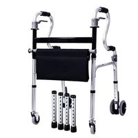 Stand Folding Rollator Walker for Seniors, Rolling Ultra Walker with 5-inch Wheels, 7 Files Adjustable Lightweight Travel Walker, Supports Up to 230 lbs