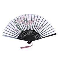 Chinese Retro Style Fan,Hand Held Fans Silk Bamboo Folding Fans Handheld Folded Fan for Church Wedding Gift, Party Favors, DIY Decoration