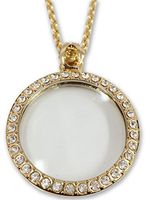 ToolUSA 2x Golden Magnifier Pendant With Faux Gemstones: MG-15073