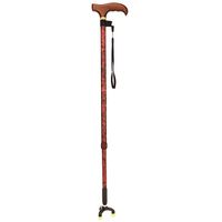 Crutches Elderly Aluminum Cane Retractable Three-Legged Cane Non-Slip Wooden Handle Cane Pattern Cane Red Brown (Color : Red, Size : 70cm)