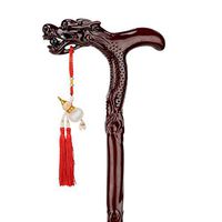 AOHMG Dragon Head Wood Carved Handcrafted Walking Stick, Solid Wood Traditional Style Wooden Canes, 250 lbs Weight Capacity,90cm