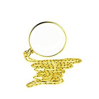 5X Magnifying Glass Pendant 1.6" Glass Lens Dia. and 35" Alloy Necklace (Golden)