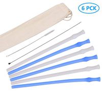 Silicone Straws, Collapsible reusable Straws 6 Pieces for 30 and 20 oz Tumbler, With 2 Pieces Cleaning Brushes and 1 Piece Storage Pouch for Home Office Travel